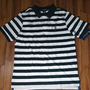 Polo U.S. POLO  Green and White Striped Polo Shirt SZ 18 XXL NWT